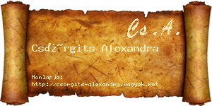 Csörgits Alexandra névjegykártya